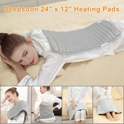 Heating Pad,Heated Blanket,Heating Pad for Back Neck,Silvergray,24x12 in - color: Gray, size: 24x12 Inch