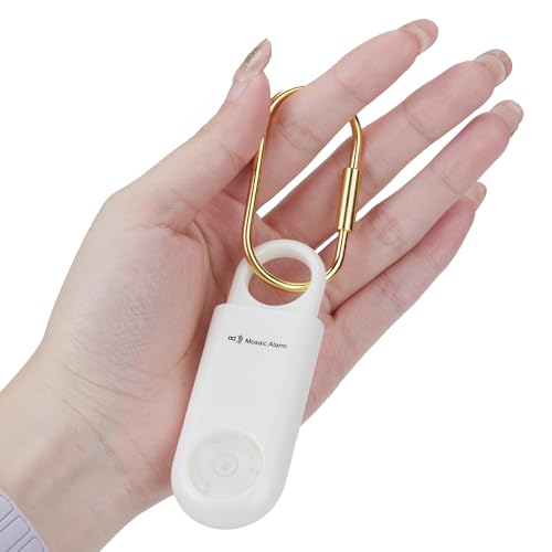 130db Personal Safety Alarm with Ultra Bright Strobe Light. Coconut White - color: Coconut White, style: Button cell