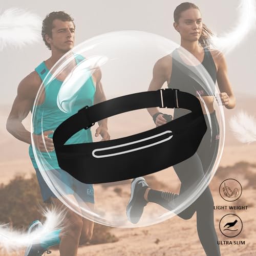 Fanny Packs for Women,Waterproof Fanny Pack for Men,Adjustable Running Belt Waist Pack Slim Expandable Pocket Belt Bag,iPhone Running Holder Cell Phone Elastic Waist Pouch Bag 3 Pockets Black - color: 01-Black with 3 Pockets