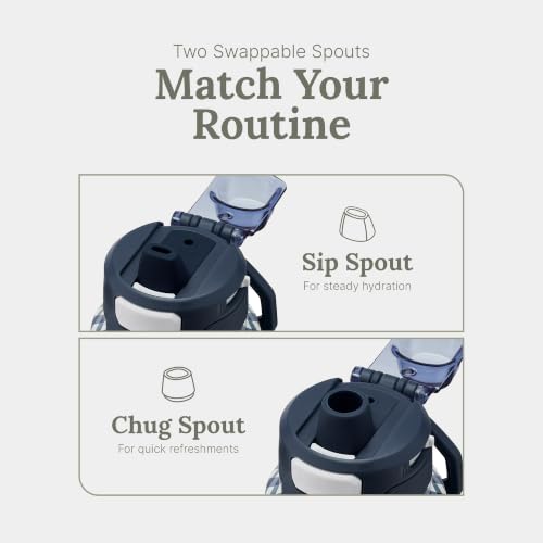 ZULU Powerfill Pro 32oz Stainless Steel Sip or Chug Water Bottle, Checkmate - color: Checkmate Navy, style: 32oz