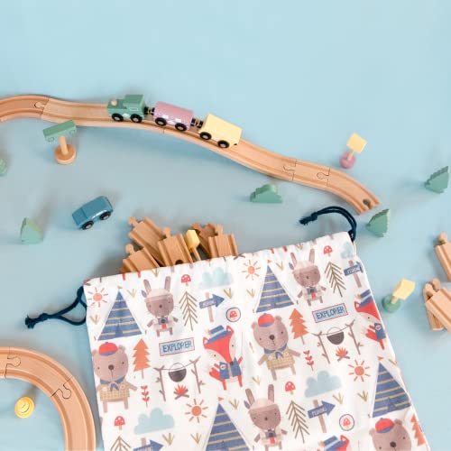 Gather & Knot Drawstring Gift Bags | 20" Large 12" Small | Premium Canvas | Reusable Fabric Wrap for Baby Shower or Boys Birthday | Adventure - color: Adventure