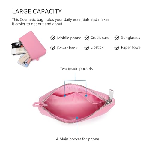 Small Makeup Bag for Purse, Leather Cosmetic (Azalea Pink) - color: PU/Azalea Pink