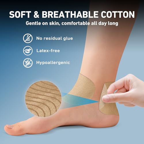 KTQUICK Precut Kinesiology Tape for Ankle,12 Ct,20% Stronger Adhesive,Beige - color: Beige, size: 12PCS