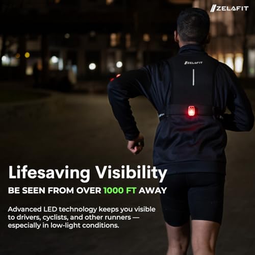 1x Ultra-bright LED Running Lights for Runners – Up to 18-Hour Battery, Clip-On Safety Light for Night Running, Attaches to Vest or Clothing – Ultra-Lightweight, USB-C Rechargeable, Water-Resistant
