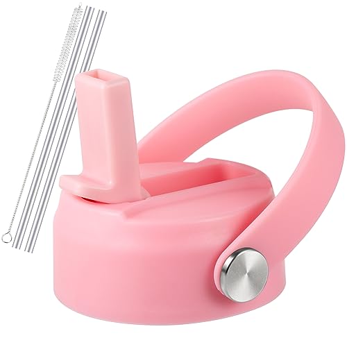RRegeny Straw Lid for Hydro Flask Wide Mouth 32 40 oz, Straw Lids with Flexible Handle and Straws Compatible with HydroFlask, Replacement Sports Flex Cap Wide Mouth Top 32 40 oz - color: light pink
