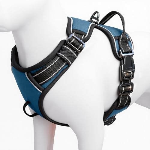No Pull Dog Harness, No-Choke Soft Padded Reflective Dog Vest Harness with Front Clip & Top Handle, 2 Quick-Release Buckles, Adjustable for Small Medium Large Dogs - color: Abyss Navy, size: X-Small