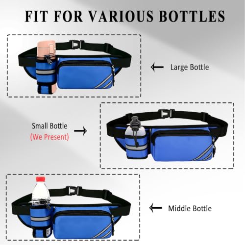 Fanny Pack with Water Bottle Holder, Hydration Running Belt for Men, Waterproof Waist Bag for Women Girls Kids Fit Hiking Walking Runners Exercise Outdoor Cell Phone iPhone Carry Pouch Blue - color: 3-Blue