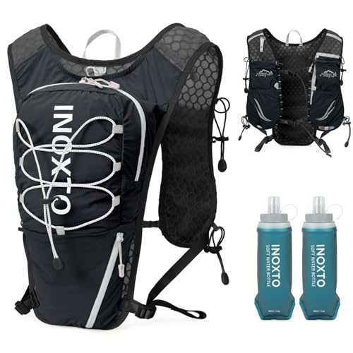 IX INOXTO Running Hydration Vest for Women Men with 500ML Soft Flask - color: black with 500ml