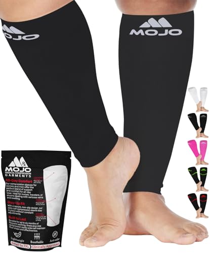 Mojo Compression Socks Footless for Women and Men 20-30mmHg - Extra Wide Plus Size Calf Sleeve - A604 - color: Grey, size: 4X-Large