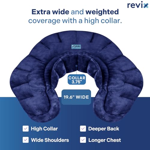 REVIX Microwavable Heating Pad for Neck Shoulders & Back, Moist Heat, Navy - color: Navy