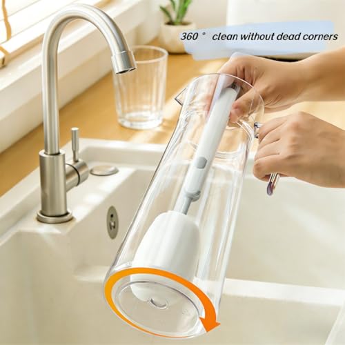 Bottle Brush Long Handle Cup Cleaner Brush Sponge Bottle Scrubber Detachable Handle Portable Sponge Cleaning Brush for Cups Wine Glasses Water Bottles Baby Bottles and Vacuum Flasks (Grey) - color: Gray