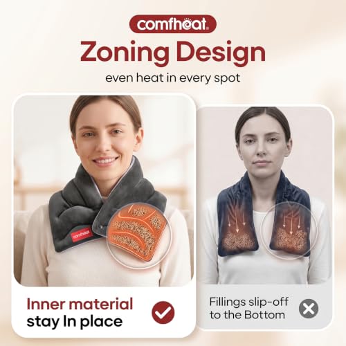 Microwave Heating Pad for Neck Pain Relief Moist Heat FSA Eligible - color: Gray-new