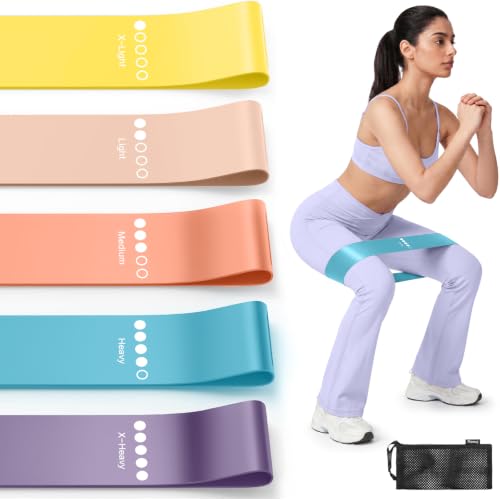 Resistance Bands for Working Out, 5-Pack Loop Exercise Bands for Home Gym - color: Pastel