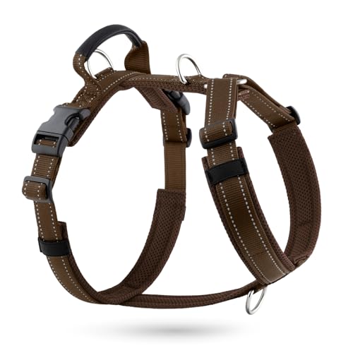 No Pull Dog Harness with Handle, Reflective Soft Mesh Padded Vest - color: Chocolate, size: M