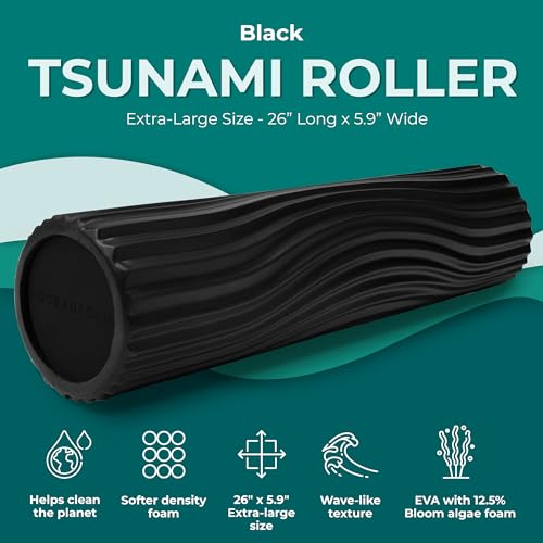 Oceanfoam Tsunami Roller - Extra Large Soft Density Foam Roller (Black) - color: Black