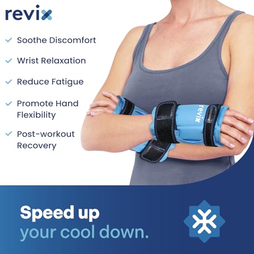 REVIX 2 Packs XXXL Knee Ice Pack Wrap Around Entire Knee and REVIX Wrist Ice Pack Wraps for Carpal Discomfort Soothing