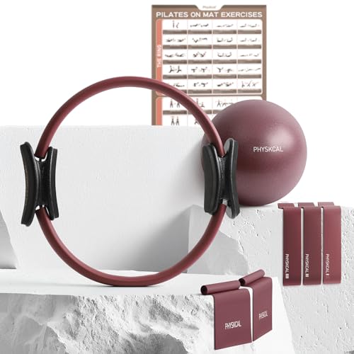 PhysKcal Pilates Kit, 15-Inch Pilates Ring with 1x Pilates Ball & 5X Bands - color: Plum