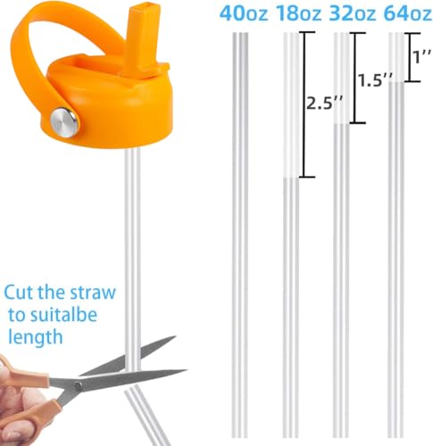 RRegeny Straw Lid for Hydro Flask Wide Mouth 32 40 oz, Lids with Flexible Handle compatible with HydroFlask, Replacement Sports Flex Cap Wide Mouth Top - color: Starfish orange
