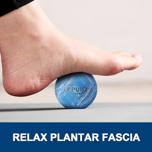 Massage Lacrosse Ball, 2.5 Inch Firm Solid Rubber Deep Tissue Ball for Myofascial Release, Plantar Fasciitis & Muscle Knot Relief, for Foot, Glutes, Shoulder Blades, Calves, 1 Count Blue-02 - color: Blue