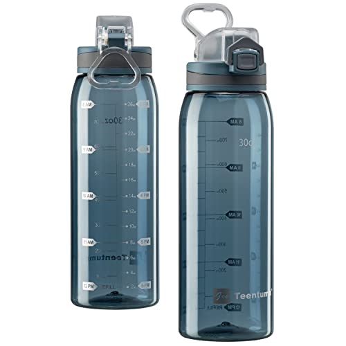 30oz Tritan Water Bottle with Time Marker, 1-Pack, Clear Blue - color: Clear Blue