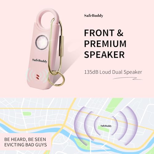 Personal Alarm for Women, Men, Kids, Elderly, Self Defense - Designed by Women 140DB Extra Speakers Alarm with Strobe Light, Rechargeable, Safety Alarms and Premium Keychain (Pale Pink) - color: Pink
