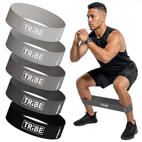 Fabric Resistance Bands for Working Out, 5-Band Set for Legs and Glutes - color: Grey