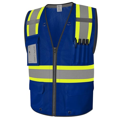 Hi Vis Vest for Men Mesh Reflective Safety Vest, Blue 3XL - color: Blue, size: 3X-Large