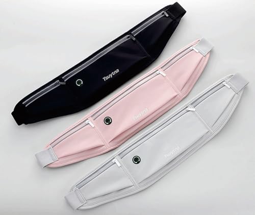 Running Belt for Women & Men - Slim Phone running belt with Water-Resistant Phone Holder, 3 pockets Adjustable Waist Strap, Reflective Safety Design for Running, Hiking, Travel，Fitness (Pink) - color: Pink