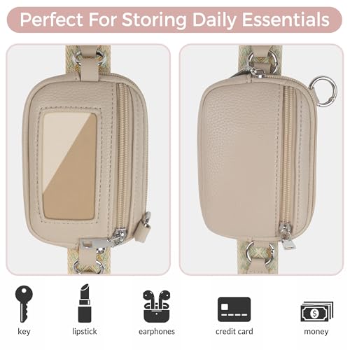 Phone Lanyard Wallet Crossbody Strap To Save The Bag For Girls - color: Apricot