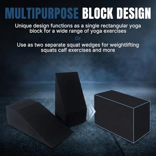 2 Pack Squat Wedge Block for Heel Elevated Squat Weightlifting Calf Stretcher Slant Board for Mobility Balance and Strength Performance