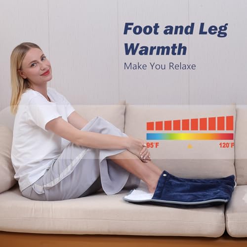 Gintao Electric Heated Foot Warmers for Feet,22"×20" Soft Foot Heating Pad - color: Blue