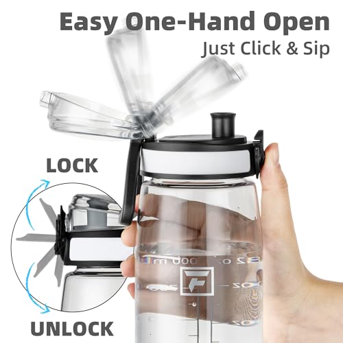 Fanhaw 32 oz Clear Plastic Water Bottle, Chug Lid, Clear & White - color: Clear&White