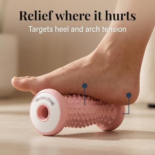 Brookstone Foot Roller Massager Plantar Fasciitis - Hot and Cold Foot Rollers Massage for Tension Relief - Microwave & Freezer Safe - Relax The Muscles with Plantar Fasciitis Roller (Blush Pink) - color: Blush Pink