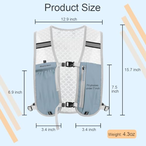 Running Vest Hydration Backpack for Men Women, Lightweight Breathable Hydration Packs, Adjustable Chest Straps Daypack, Reflective Water Running Vest for Marathon, Trail, Hiking, Cycling - color: Blue