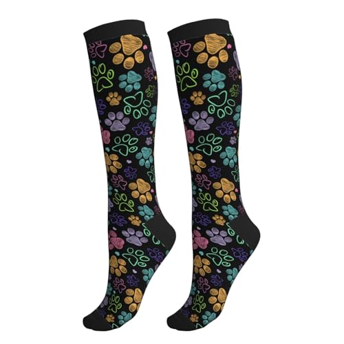 Avocado Compression Socks Women Men Knee High Stock for Running Work Support Nurses Travel - color: Dog Paw