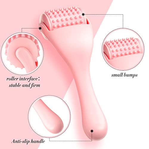 Tondiamo 2 Pcs Muscle Roller Portable Massager Roller, Pink, Silicone - color: Pink, style: Silicone