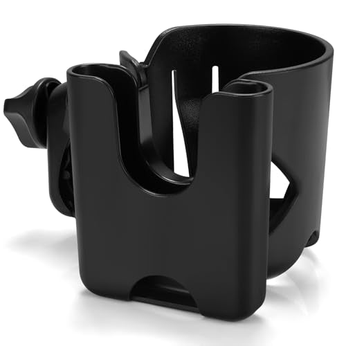 Accmor Stroller Cup Holder, Universal Cup Holder for Walker Wheelchair Bike Scooter, 360° Rotatable Stroller Cup Holder Attachment Walker Wheelchair Accessory - color: Cup Phone Holder-Black
