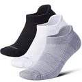 LEVSOX Ankle Compression Socks for Women and Men, Bamboo Viscose Low Cut Cushioned Athletic Running Socks - color: 3 Pairs-white,gray,black, size: Large