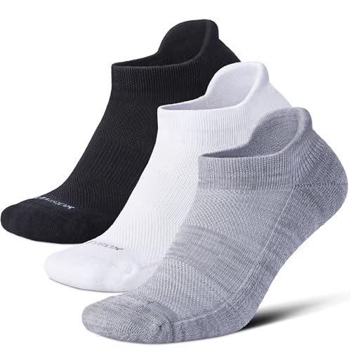 LEVSOX Ankle Compression Socks for Women and Men, Bamboo Viscose Low Cut Cushioned Athletic Running Socks - color: 3 Pairs-white,gray,black, size: X-Large