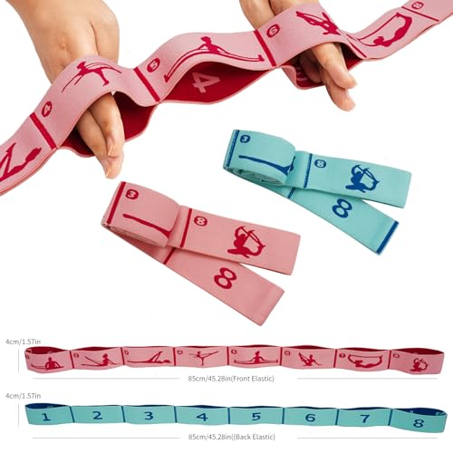 2 PCS Kids Stretching Strap & Band for Dance, Ballet – 8-Loop Adjustable Elastic Equipment for Yoga, Gymnastics Workout, Home Gymnastics, Beginner Flexibility and Stretching Resistance Bands
