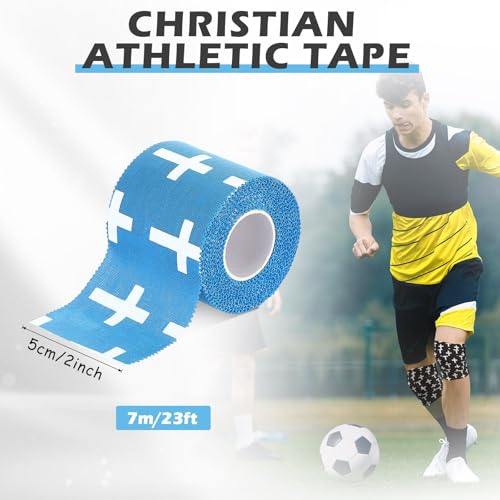 TrelaCo 1 Pcs Cross Wrist Tape Christian Athletic Tape, Blue - color: Blue