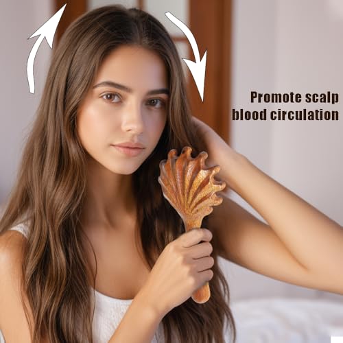 OULIGET Wooden Trigger Point Massage Tool,Sandalwood Comb Head Massager,Gua Sha Comb Tool for Headache,Back,Neck,Shoulder Relaxation - style: Shell Massage Comb