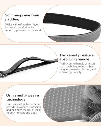 Hands Free Dog Leash, Multifunctional Crossbody Dog Leash - color: Grey, size: Large-5.9-9.5ft