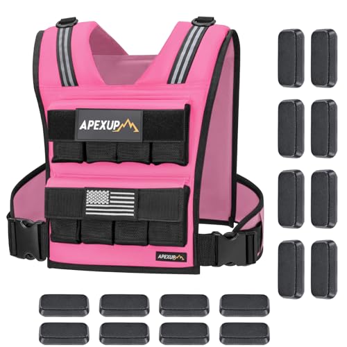 APEXUP Weighted Vest Men, Adjustable Weight Vest for Running - color: Pink, size: With Weights-40lbs