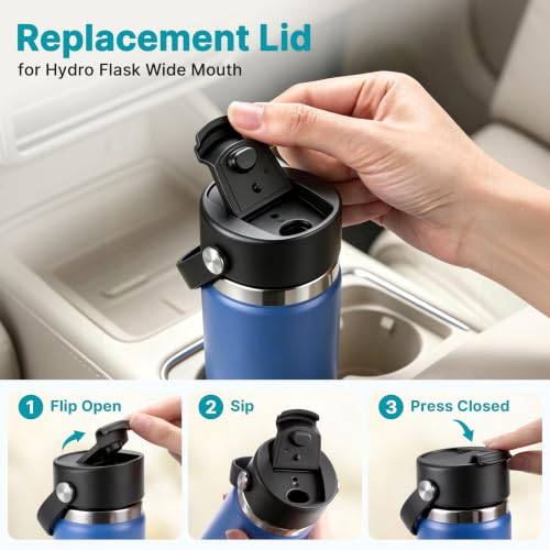Replacement Flip Lid for Hydro Flask Wide Mouth Threaded Bottles 16–64 oz - color: Green, size: 2pack