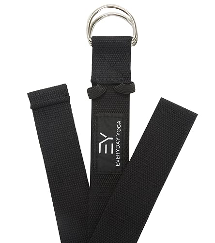 Everyday Yoga Strap with Metal D-Ring Athletic Stretching, 6ft/8ft/10ft - color: Black, size: 6 Foot