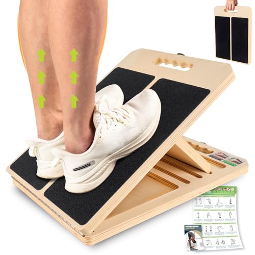 Slant Board Calf Stretching, 460 LBS Capacity Portable Wooden Incline Board