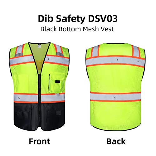 Dib Safety Reflective Safety Vest Made with 3M Tape, Yellow and Black M - color: Yellow & Black, size: Medium