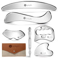 6-in-1 304 Stainless Steel Muscle & Fascia Scraper Tool Set, for Body Skin Massage and Sore Muscles, Myofascial, Iastm Tools, Soft Tissue Mobilization Tools, Full Body Gua Sha Kit, Gift-for Her