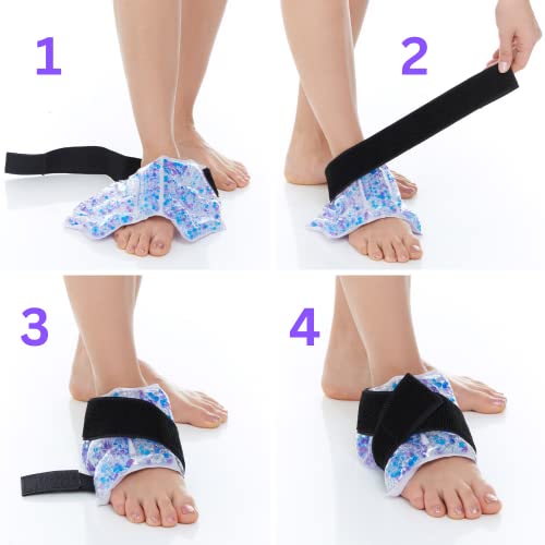 FOMI Ankle Hot Cold Gel Bead Ice Packs | 2 Pack | Cool Compress for Foot, Knee, Elbow, Wrist, Calf, Shin | Swelling, Plantar Fasciitis, Surgery, Achilles Tendonitis, Sprained Ankle Pain Relief